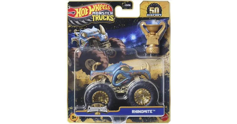 Hot Wheels Monster Trucks Rhinomite bajnok monster kisautó serleggel 1/64 – Mattel Különleges ajánlat