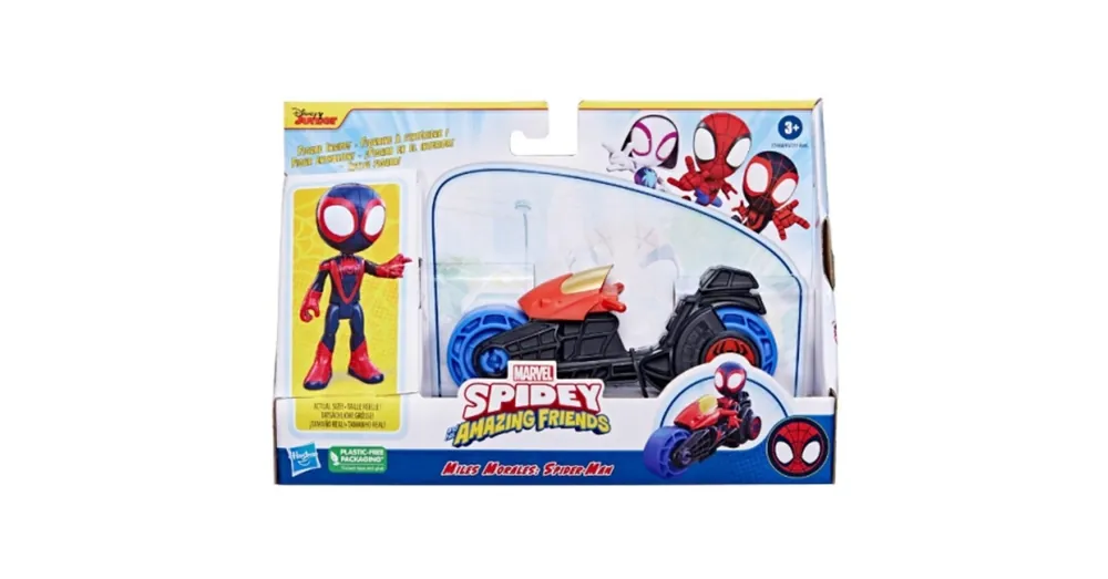 Azonnal elérhető Pókember Póki és csodálatos barátai Miles Morales játékfigura motorral – Hasbro