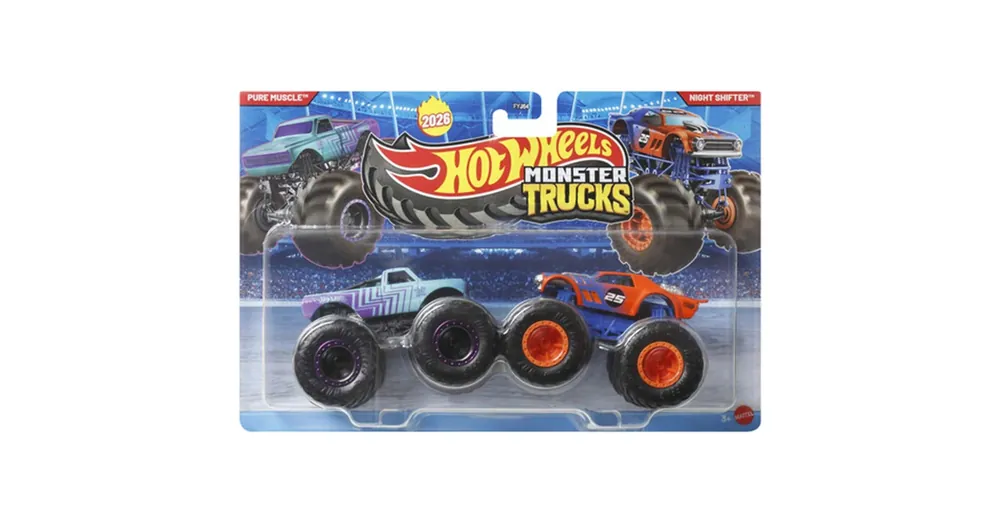 Hot Wheels Monster Trucks Pure Muscle vs Night Shifter kisautó 2 db-os csomag 1/64 – Mattel Szezonális akció