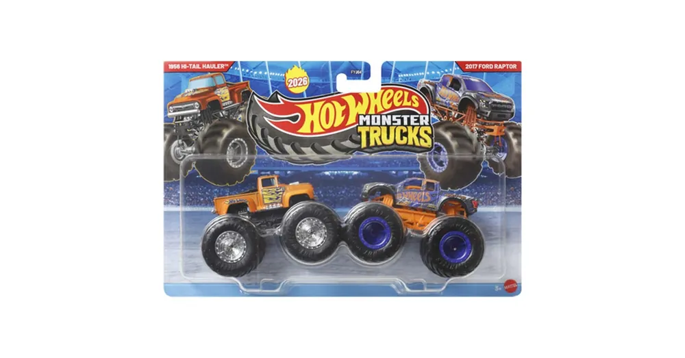 Ne maradj le Hot Wheels Monster Trucks 1956 Hi-Tail Hauler vs 2017 Ford Raptor kisautó 2 db-os csomag 1/64 – Mattel