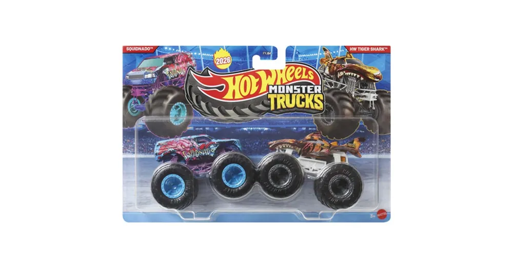 Hot Wheels Monster Trucks Squidnado vs HW Tiger Shark kisautó 2 db-os csomag 1/64 – Mattel Biztonságos vásárlás