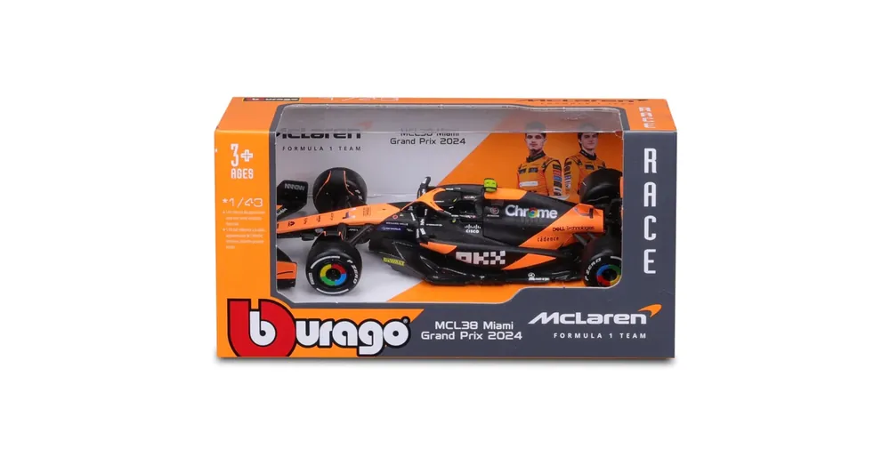 Legkelendőbb Bburago McLaren Racing MCL38 (2024) F1 versenyautó fém autómodell 1/43 (Lando Norris 4)