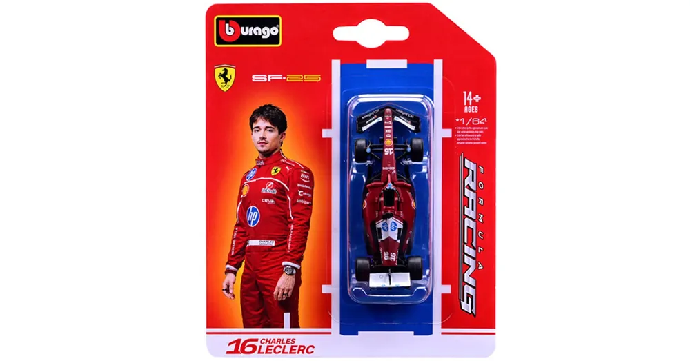 Különleges ajánlat Bburago Ferrari SF-25 F1 versenyautó (2025) fém autómodell 1/64 (Charles Leclerc 16)