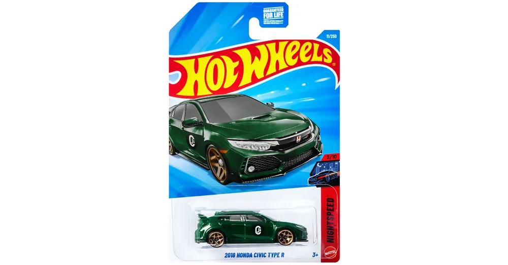 Hot Wheels 2018 Honda Civic Type R zöld kisautó 1/64 – Mattel Korlátozott ajánlat