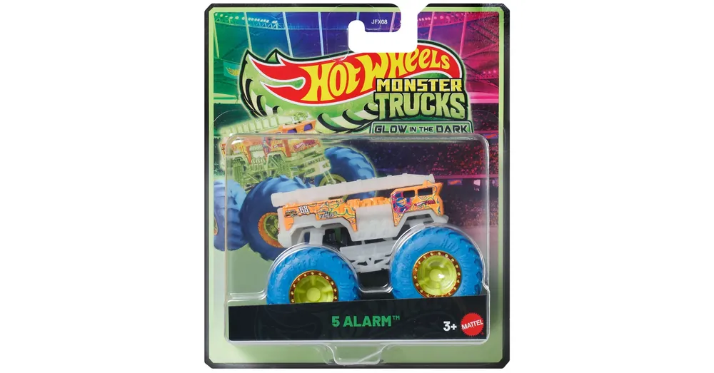 Hot Wheels Monster Trucks 5 Alarm kék kerekekkel sötétben világító kisautó 1/64 – Mattel Biztonságos vásárlás