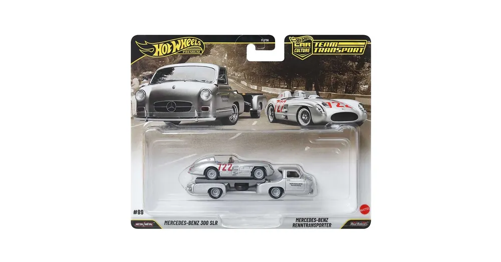 Hot Wheels Mercedes-Benz Renntransporter autószállító és Mercedes-Benz 300 SLR kisautó 1/64 – Mattel Biztonságos vásárlás