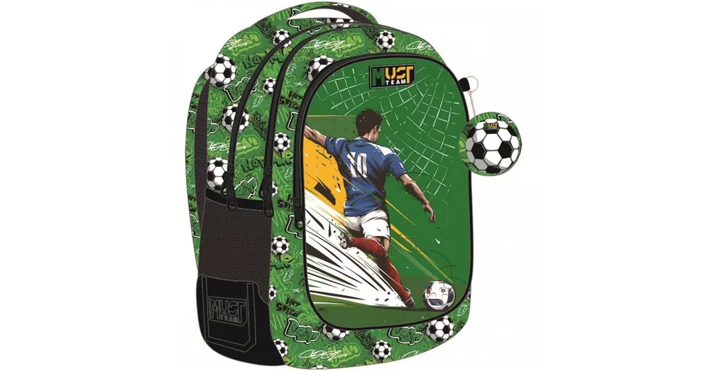 Alacsony ár Must Football mintás lekerekített iskolatáska hátizsák 32×18×43 cm