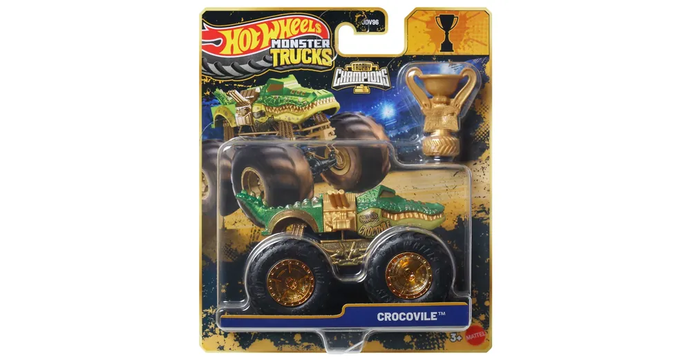 Hot Wheels Monster Trucks Crocovile bajnok monster kisautó serleggel 1/64 - Mattel Végkiárusítás