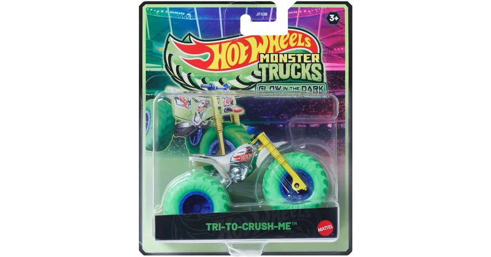 Hot Wheels Monster Trucks Try-To-Crush-Me sötétben világító kisautó 1/64 - Mattel Expressz kézbesítés