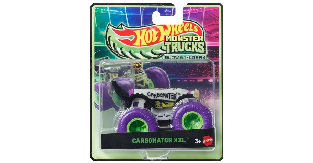 Azonnal elérhető Hot Wheels Monster Trucks Carbonator XXL fehér sötétben világító kisautó 1/64 - Mattel
