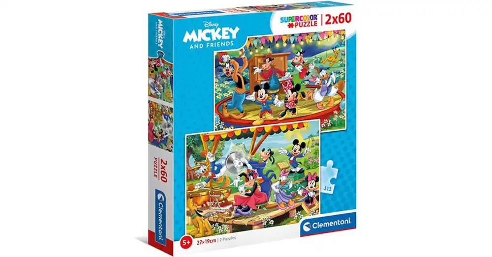 Mickey egér Supercolor 2 az 1-ben puzzle 2×60 db-os – Clementoni Szuper akció
