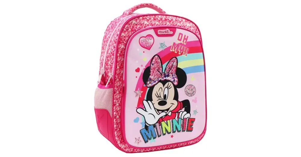Must Minnie egeres rózsaszín flitteres iskolatáska, hátizsák 32×18×43 cm Gyors szállítás