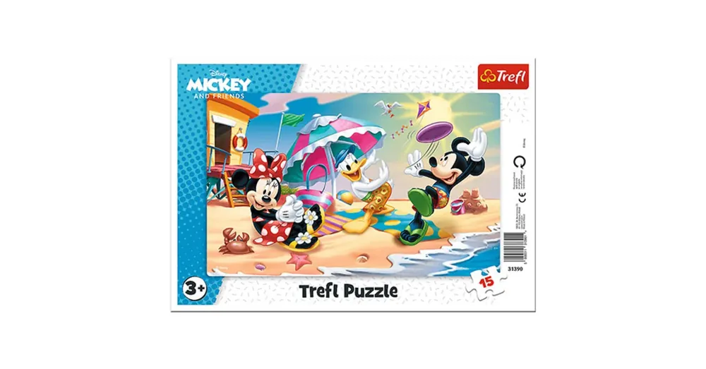 Exkluzív ajánlat Mickey egér Szórakozás a tengerparton keretes puzzle 15 db-os – Trefl