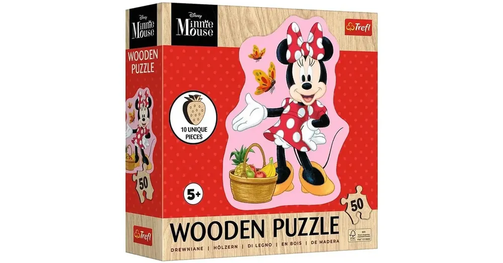Olcsó Minnie egér kontúros 50 db-os fa puzzle – Trefl