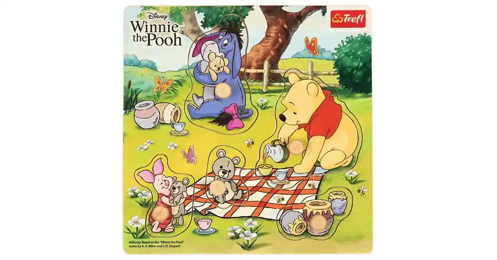 Micimackó és barátai piknikeznek fa formaillesztő puzzle – Trefl Olcsóbb