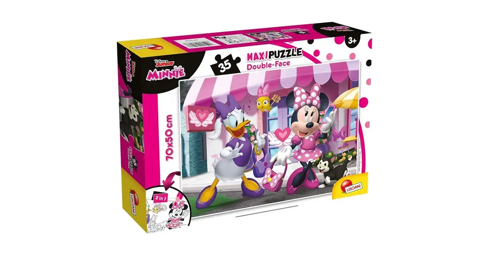 Akciós ár Minnie egér 2 az 1-ben 35 db-os maxi puzzle és színező 70×50 cm – Lisciani