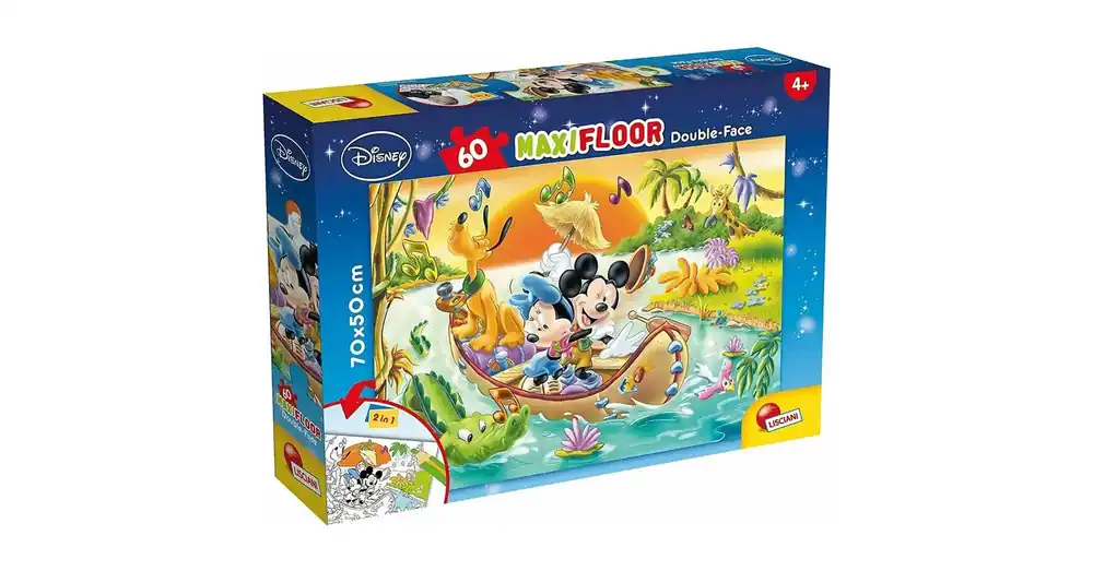 Mickey egér 2 az 1-ben 60 db-os maxi puzzle és színező 70×50 cm – Lisciani Expressz szállítás