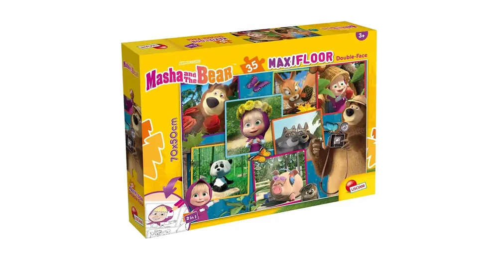 Szuper ajánlat Mása és a medve képek 2 az 1-ben 35 db-os maxi padló puzzle és színező 70×50 cm – Lisciani