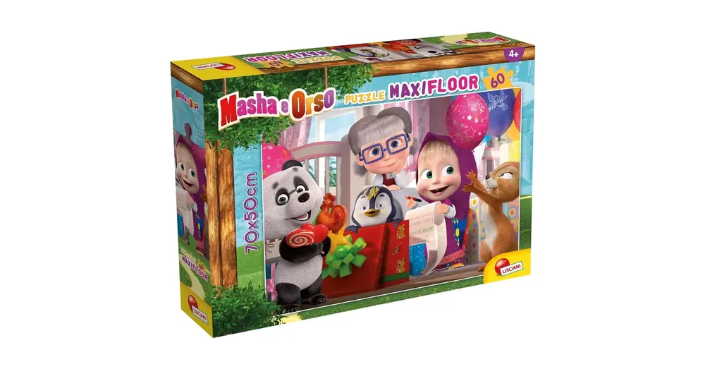 Mása és a medve meglepetés buli 60 db-os maxi padló puzzle 70×50 cm – Lisciani Vásárlói kedvenc