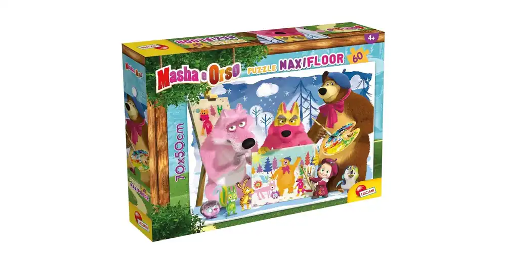 Mása és a medve festés a barátokkal 60 db-os maxi padló puzzle 70×50 cm – Lisciani Kiárusítás