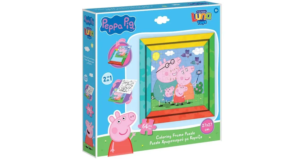 Luna Peppa malac 2 az 1-ben 64 db-os színezhető puzzle kerettel Csak ma