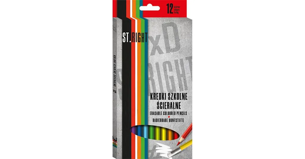St.Right Hatszögletű színes ceruza radír véggel 12 db-os szett Legnépszerűbb