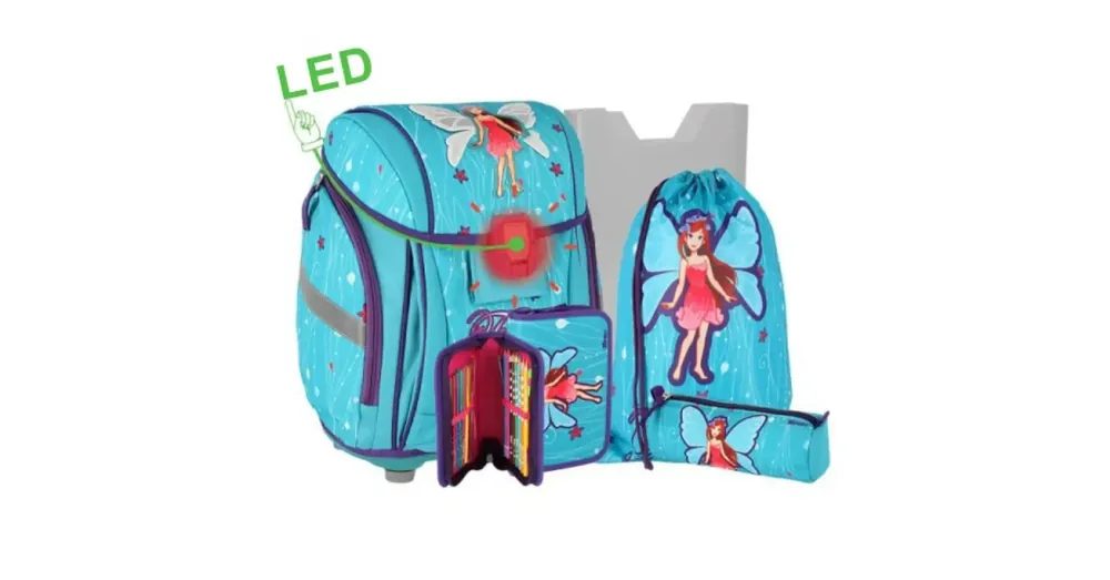 Népszerű Spirit Fairy 5 db-os 3D ergonomikus LED-es iskolatáska szett