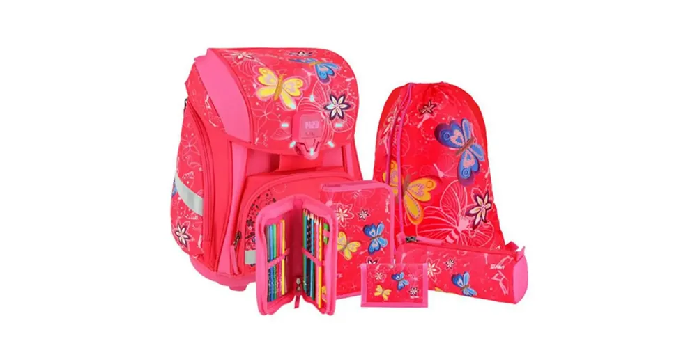 Legnépszerűbb Spirit Butterfly mintás, LED-es iskolatáska, hátizsák 5 db-os szett