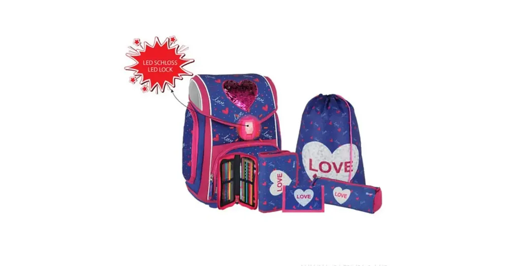 Korlátozott ajánlat Spirit Heart love 5 db-os iskolatáska szett kiegészítőkkel LED fénnyel