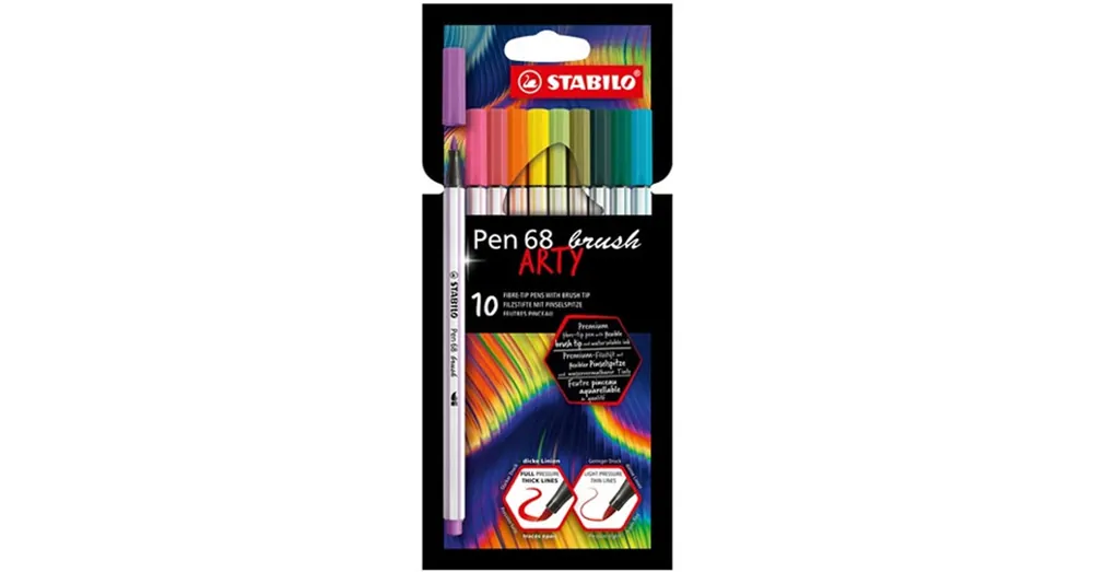 Gyors kiszállítás Stabilo Pen 68 Brush ARTY ecsetfilc készlet 10 db-os