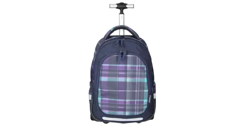 Expressz kézbesítés Spirit Trolley lila kockás gurulós iskolatáska hátizsák