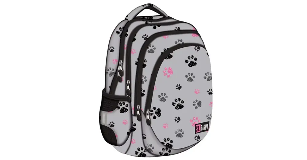 Végkiárusítás St.Right Paws négy rekeszes szürke iskolatáska, hátizsák 40×28×18 cm