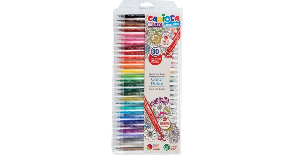 Prémium Birello Color Relax kétvégű lemosható filctoll készlet 30 db-os – Carioca