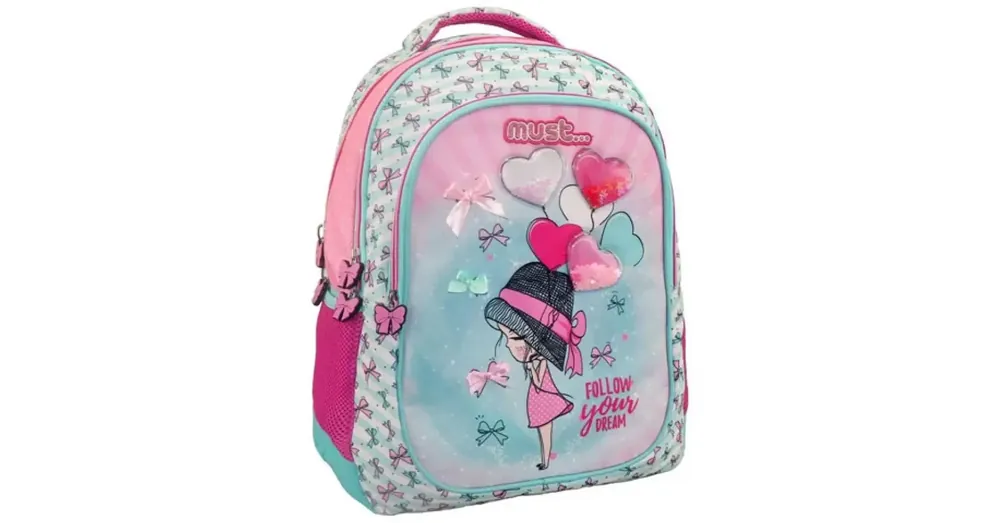 Must Girl három rekeszes lekerekített iskolatáska, hátizsák 32×18×43 cm Vedd meg most