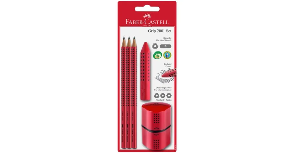 Faber-Castell Grip piros írószer szett hegyezővel Szezonális akció