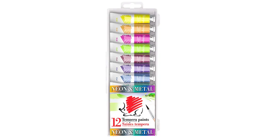 Újdonság ICO SÜNI Tempera Metál és Neon színek 12 db-os csomag 12ml-es tubusok