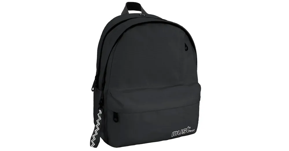 Must Fekete négy rekeszes lekerekített iskolatáska, hátizsák 32×19×42 cm Azonnal elérhető