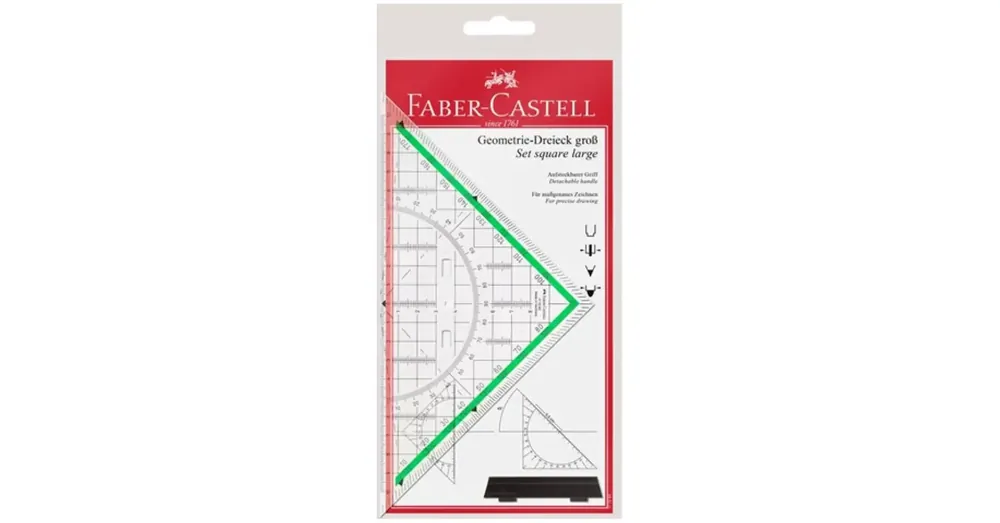 Faber-Castell Háromszög alakú derékszög vonalzó eltavolítható fogóval 20 cm-es Különleges ajánlat