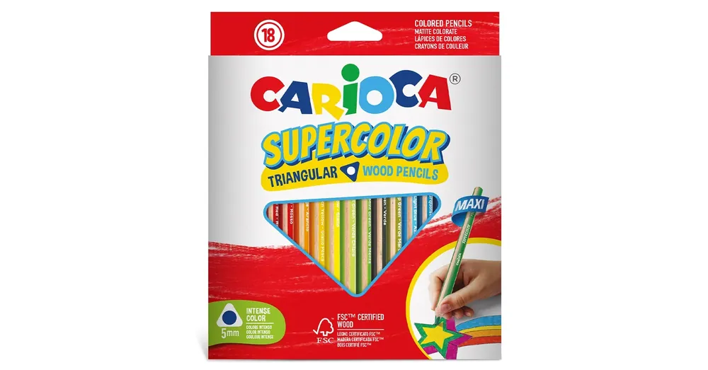 Alacsony ár Supercolor háromszög alakú 18 db-os maxi színesceruza szett – Carioca
