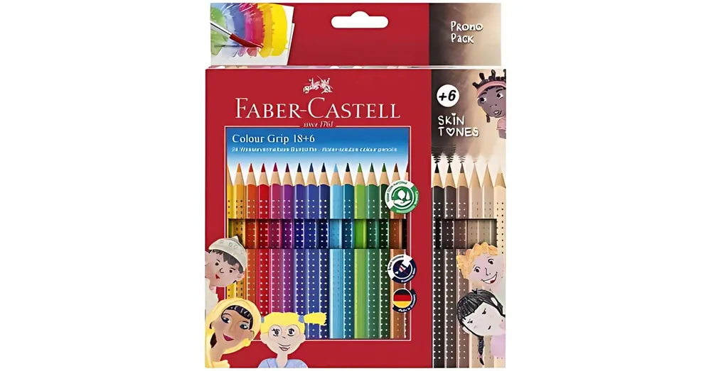Faber-Castell GRIP színesceruza készlet 24 db-os csomag 6 db test színű ceruzával Népszerű