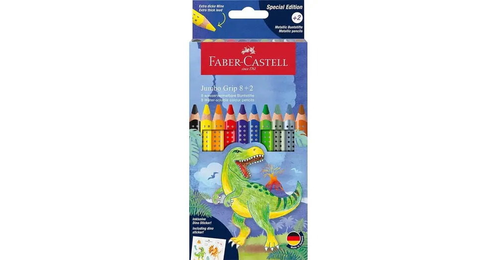 Legkelendőbb Faber-Castell Jumbo GRIP dinoszauruszos színesceruza készlet 8+2 db-os csomag
