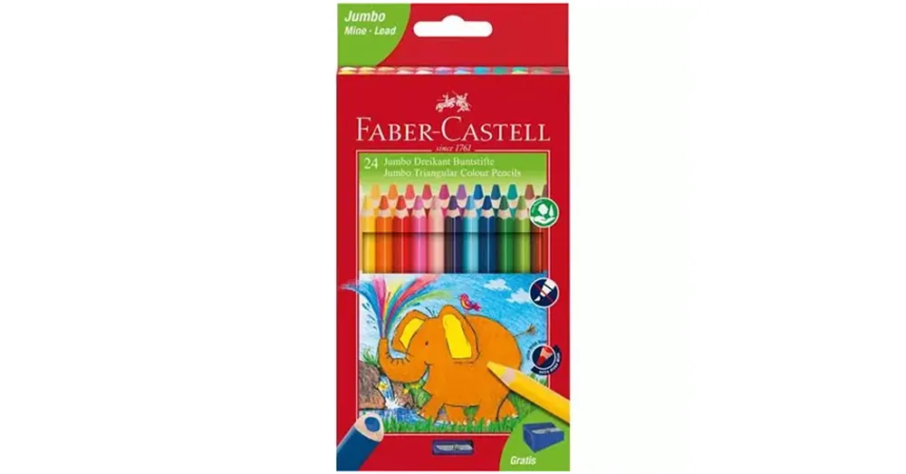 Kihagyhatatlan ajánlat Faber-Castell Jumbo 24 db-os háromszögletű színes ceruza szett hegyezővel