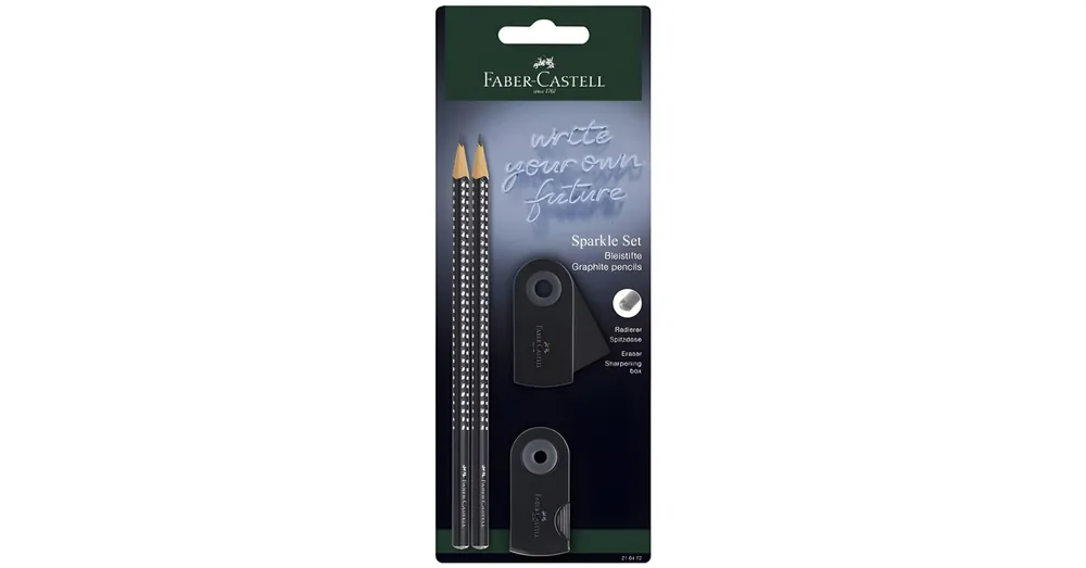 Faber-Castell GRIP Sparkle 4 db-os fekete grafitceruza szett radírral és hegyezővel Gyors kiszállítás
