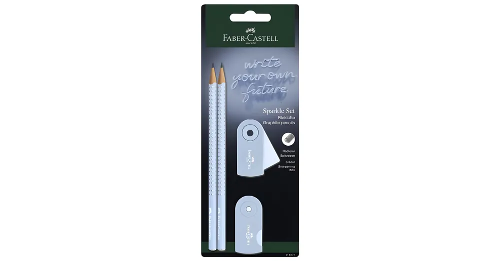 Expressz szállítás Faber-Castell GRIP Sparkle 4 db-os égkék grafitceruza szett radírral és hegyezővel