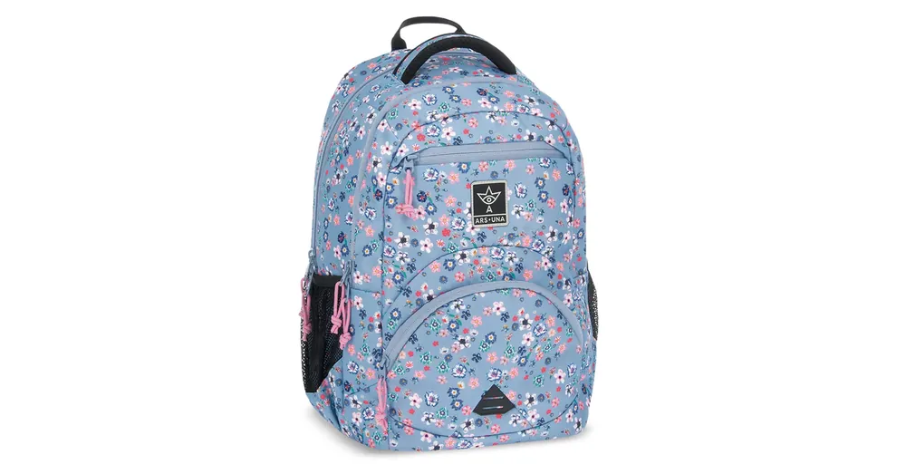 Ars Una Pearl Blossom Blue virágos ergonomikus iskolatáska, hátizsák 33×45×24 cm Kihagyhatatlan ajánlat