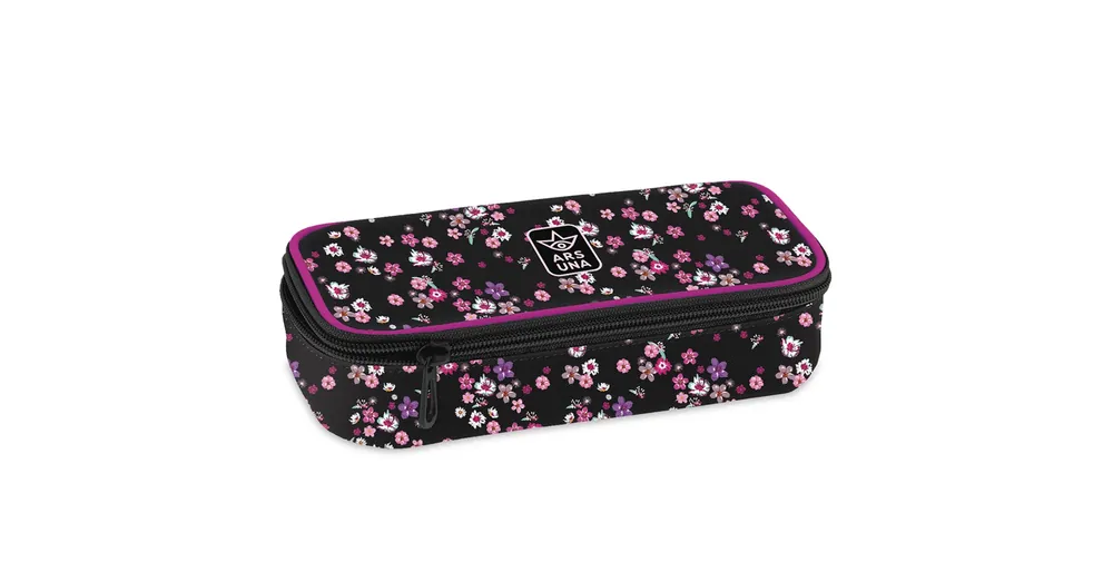 Árcsökkenés Ars Una Pearl Blossom Black virágos tinédzser tolltartó 22,5×6x11,5 cm