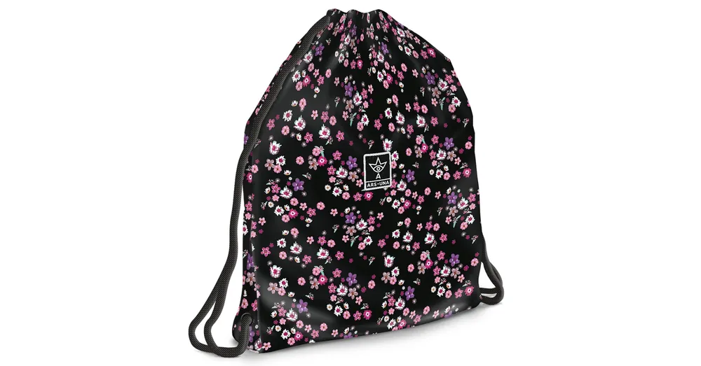 Szezonális akció Ars Una Pearl Blossom Black virágos tornazsák, sportzsák 37,5×46 cm