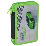 Akciós ár Spirit Racer Monster zöld sportautó mintás 2 szintes töltött tolltartó