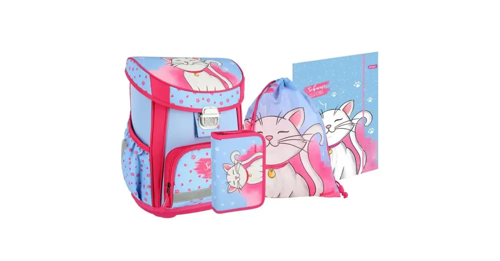 Azonnali szállítás Spirit White Cat fehér macskás iskolatáska, hátizsák 5 db-os szett 38×17×28 cm