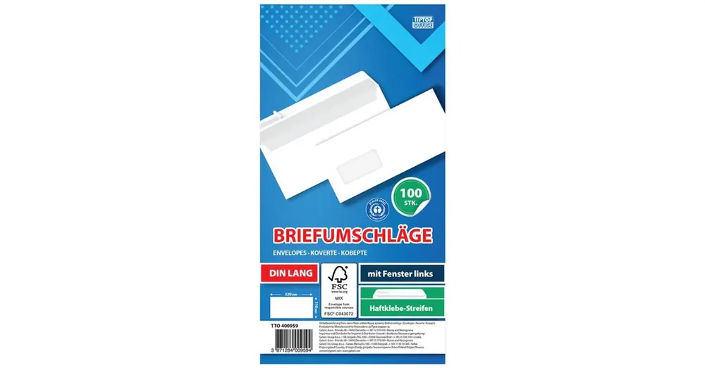 Olcsó Spirit Fehér bal ablakos boríték LA/4 11×23 cm 100 db-os csomag